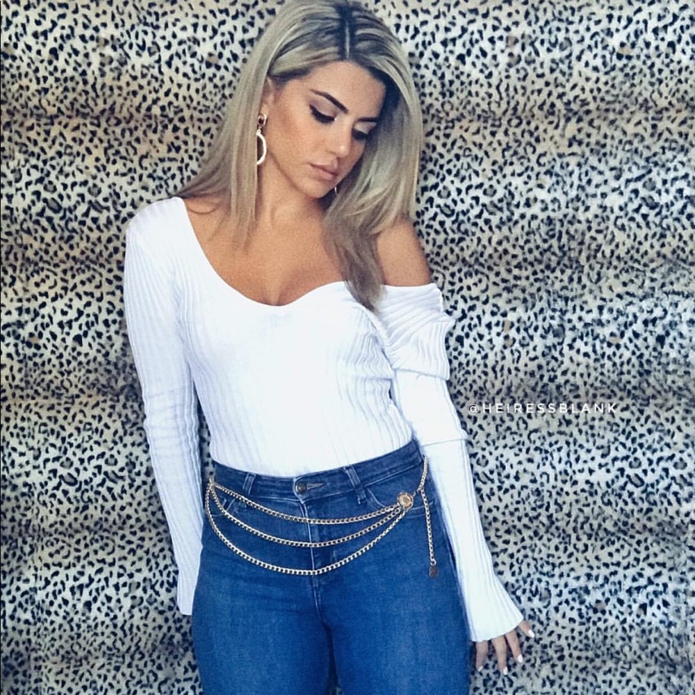 White Ribbed Bodysuit - Picture 2 of 8